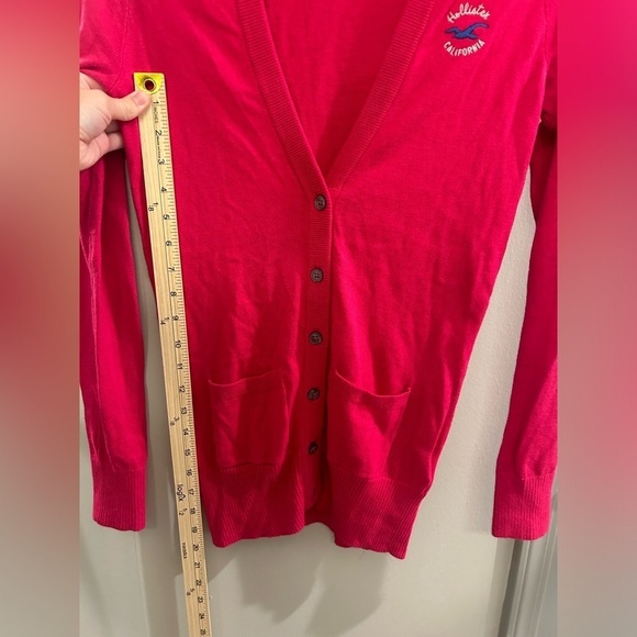 Hollister Cardigan Women’s Small Hot Pink Pockets Embroidered Logo - Picture 9 of 9